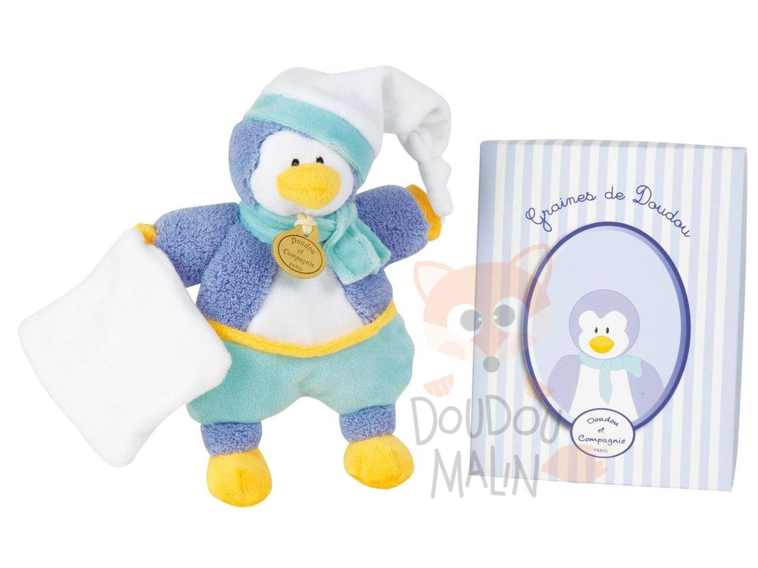  graines baby comforter penguin blue green white yellow 